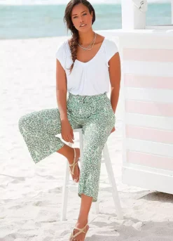 Beach Time Leaf Printed Culottes -Beachwear Shore Beach Time Leaf Printed Culottes39602217FRSP W01