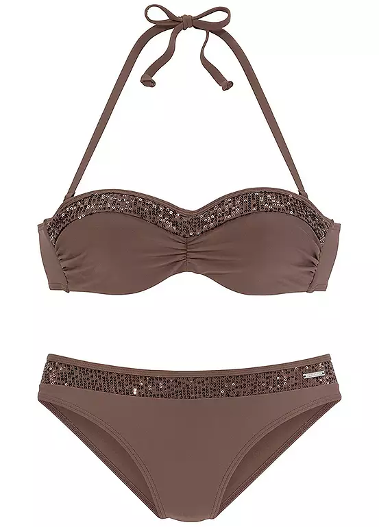 Bruno Banani Underwired Bandeau Sequin Trim Bikini Set 2 Bruno Banani Underwired Bandeau Sequin Trim Bikini Set - Image 2