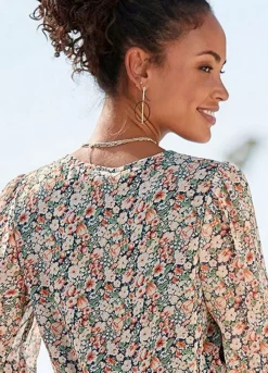 Buffalo Chiffon Floral Print Blouse -Beachwear Shore Buffalo Chiffon Floral Print Blouse65912336FRSP W03