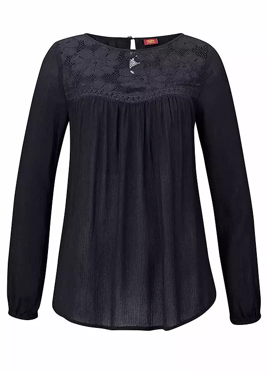 Buffalo London Lace Neck Long Sleeve Top 3 Buffalo London Lace Neck Long Sleeve Top - Image 3