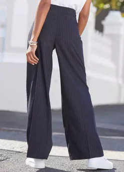 Buffalo Pinstripe Wide Leg Trousers -Beachwear Shore Buffalo Pinstripe Wide Leg Trousers70868869FRSP W01