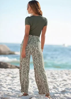 Buffalo Printed Wide Leg Jersey Trousers -Beachwear Shore Buffalo Printed Wide Leg Jersey Trousers92463041FRSP W02