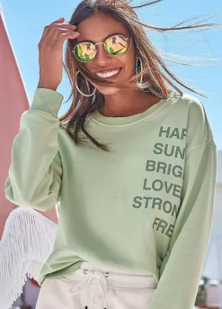Buffalo Slogan Print Sweatshirt -Beachwear Shore Buffalo Slogan Print Sweatshirt64387658FRSP