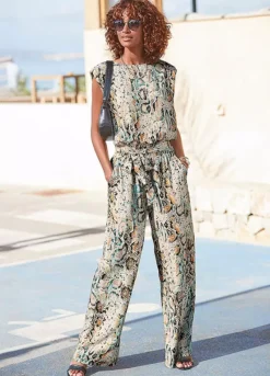 Buffalo Snake Print Palazzo Pants -Beachwear Shore Buffalo Snake Print Palazzo Pants38422765FRSP W02