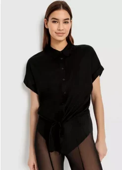 LSCN BY LASCANA Short Sleeve Knot Detail Blouse