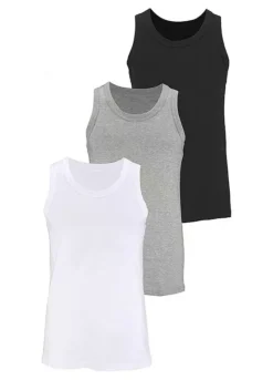 Pack Of 3 Round Neck Vests -Beachwear Shore Pack of 3 Round Neck Vests810403FRSC
