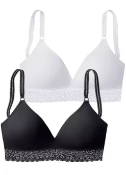Petite Fleur Pack Of 2 Lace Trim Bralettes