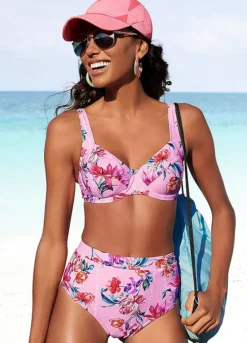 Sunseeker Floral Print High Waist Bikini Bottoms -Beachwear Shore Sunseeker Floral Print High Waist Bikini Bottoms91106018FRSP W01