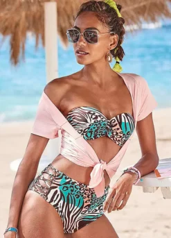 Venice Beach Animal Print High Waist Bikini Bottoms -Beachwear Shore Venice Beach Animal Print High Waist Bikini Bottoms17373854FRSP W01