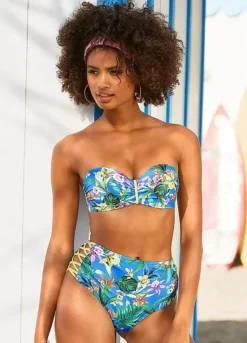 Venice Beach Tropical Print High Waist Bikini Bottoms