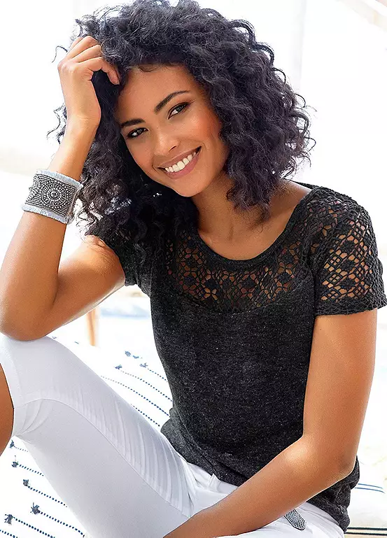 Vivance Crocheted Lace T-Shirt 5 Vivance Crocheted Lace T-Shirt - Image 5