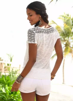 Vivance Crocheted Lace T-Shirt 7 Vivance Crocheted Lace T-Shirt -Beachwear Shore Vivance Crocheted Lace T Shirt608593FRSP W01