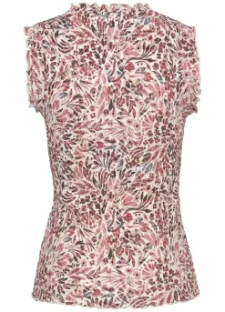 Vivance Floral Print Sleeveless Blouse -Beachwear Shore Vivance Floral Print Sleeveless Blouse18313053FRSC W01