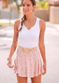 Vivance Floral Printed Skort