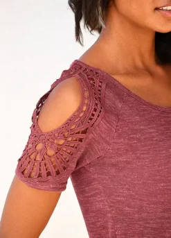 Vivance Lace Insert Cold Shoulder Top -Beachwear Shore Vivance Lace Insert Cold Shoulder Top810164FRSP W01