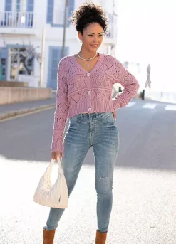 Vivance Openwork Knit Cardigan -Beachwear Shore Vivance Openwork Knit Cardigan37081317FRSP W01