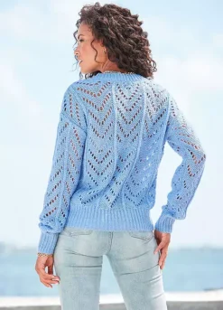 Vivance Openwork V-Neck Jumper -Beachwear Shore Vivance Openwork V Neck Jumper59236027FRSP W01