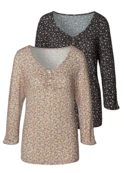 Vivance Pack Of 2 Three-Quarter Sleeve Tops