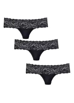 Vivance Pack Of 3 Active Basic Lace Brazilian Thongs