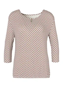 Vivance Print Cropped-Length Sleeve Top -Beachwear Shore Vivance Print Cropped Length Sleeve Top81797900FRSC