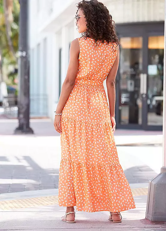 Vivance Printed Sleeveless Maxi Dress 3 Vivance Printed Sleeveless Maxi Dress - Image 3