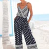 Vivance Printed Wrap Summer Jumpsuit