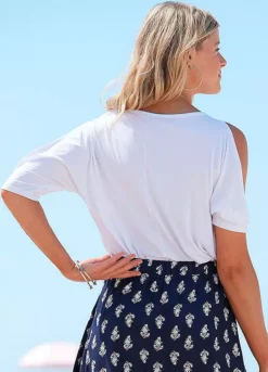 Vivance V-Neck Cold Shoulder Top 7 Vivance V-Neck Cold Shoulder Top -Beachwear Shore Vivance V Neck Cold Shoulder Top36345104FRSP W01